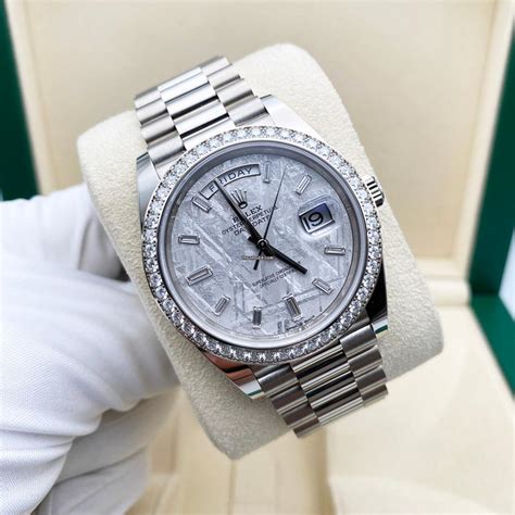 rolex white gold 40mm meteorite diamond dial clone|rolex meteorite watch.